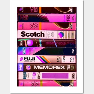 90s Retro VHS Tapes Neon Pink Posters and Art